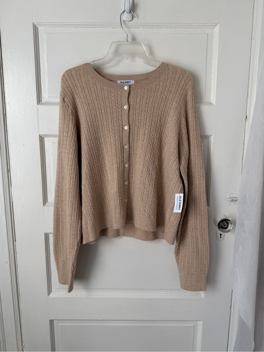 Old Navy So Soft Crew Neck Cable Knit Cardigan Sweater Oatmeal Heather NWT XL